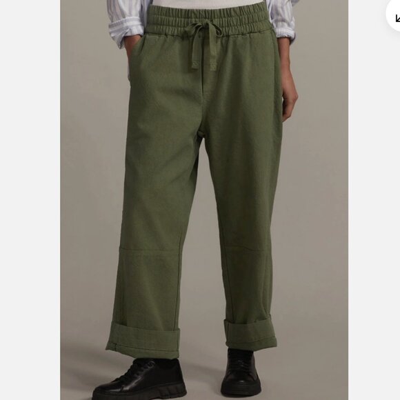 EVERLANE The Canvas Organic Cotton Sage Green Pull-On Drawstring Pants Small - Picture 7 of 8